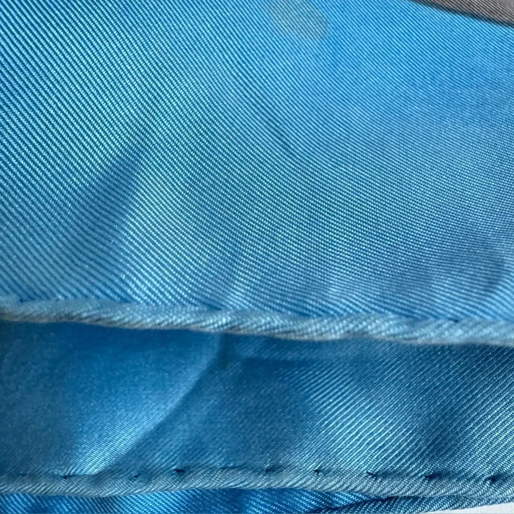 Vintage Yves Saint Laurent Silk‎ Scarf Blue Orange Large Polka Dot Geometric Mod
